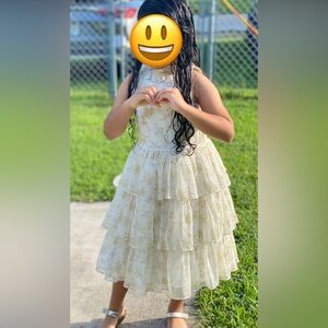 Janie and Jack Cream and Gold Formal Dress. Perfect for the holidays.